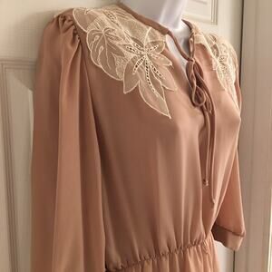 Vtg Sheer Dress Union Made Lace Cottagecore Fairycore Romantic USA Made Sz 9/10
